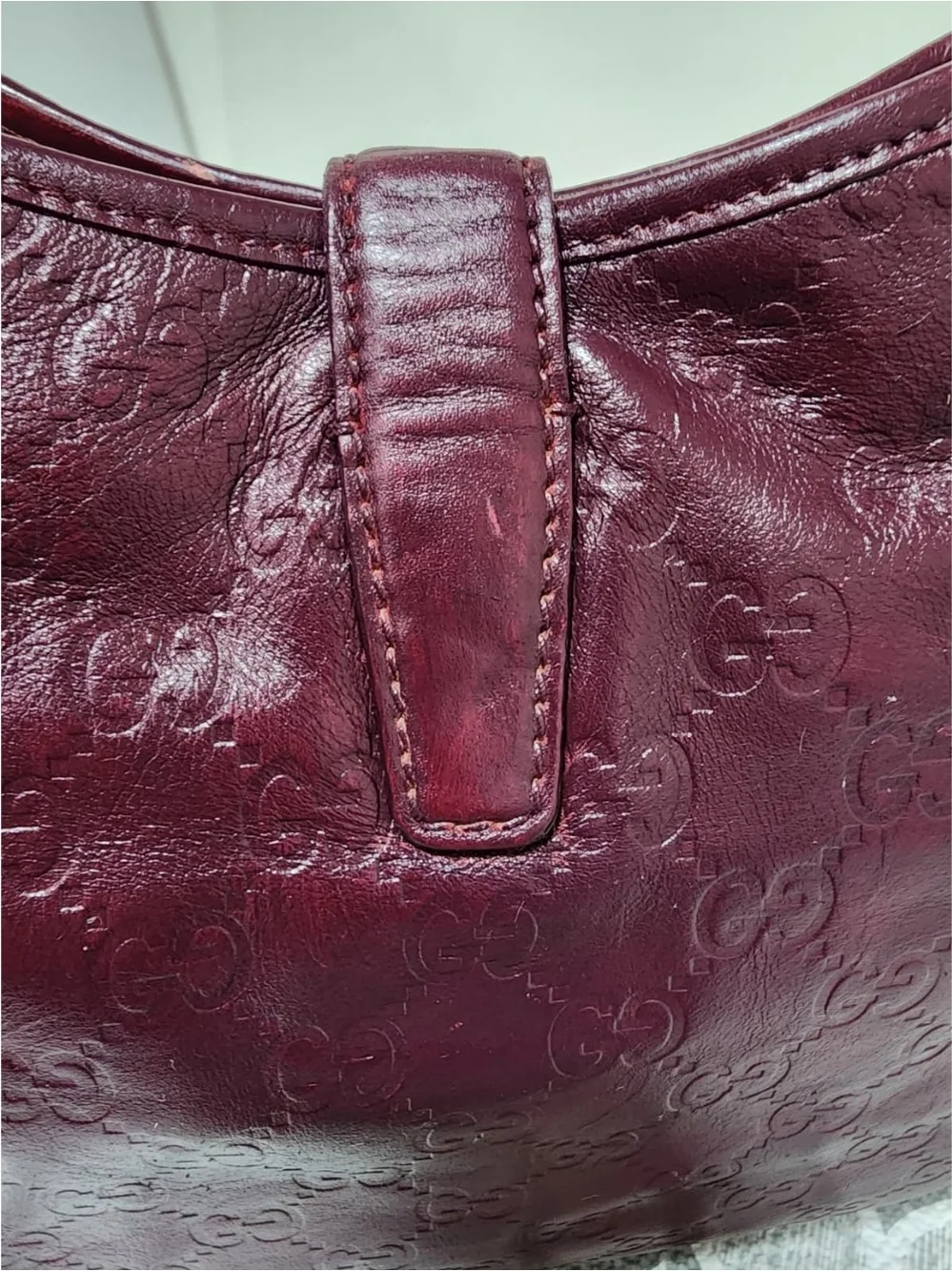 GUCCI Guccissima Leather Jackie O Hobo Bag Burgundy